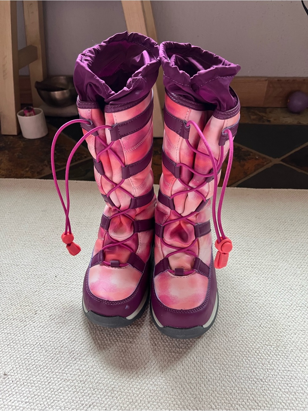 Lands' End Pink & Purple Kids Snow Boots